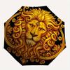 Golden Lion Head Ornament, Luxury Decorative Emblem Umbrella, Cute Umbrella with Cute Design, Portable 3-Fold Compact Umbrella for Men & Women, Valent