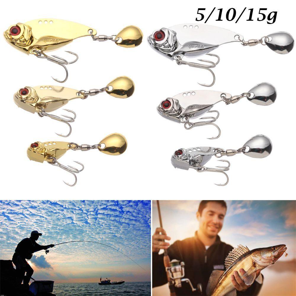 

5 г, 10 г, 15 г, вращающаяся ложка, металлическая вибрационная металлическая рыболовная приманка, воблеры, воблеры, тройной крючок, приманка VIB