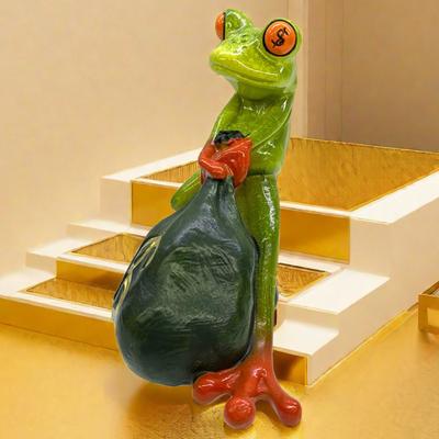 Creative Resin Green Frog Statue,Cute & Funny Novelty Frogs Figurines Home Office Decorations,Birthday Valentine S Charming Gifts