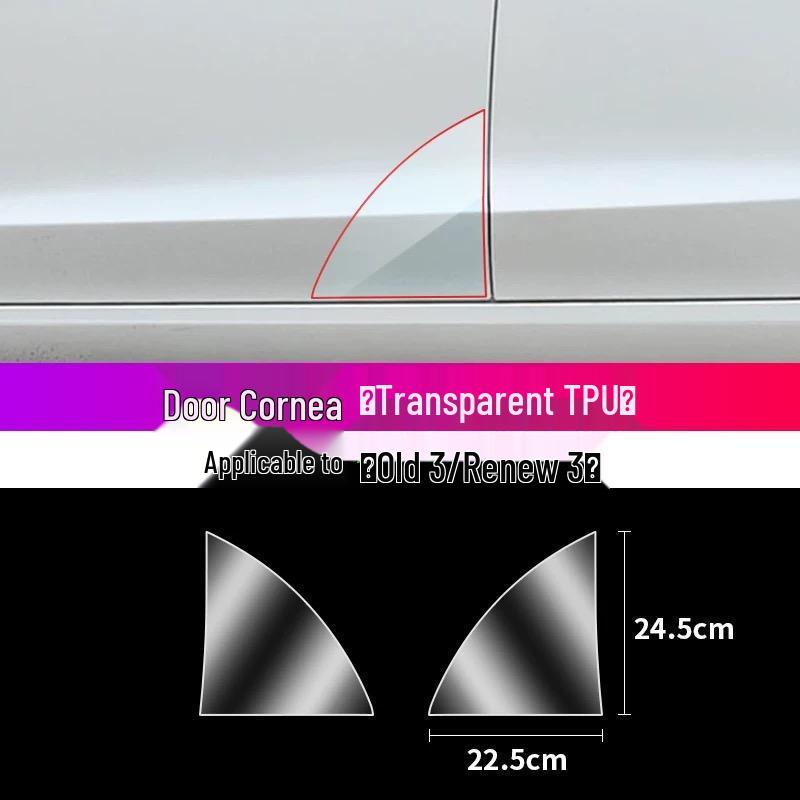 Tesla Model Y/3 Rear Door Refresh Triangle Splash Guard - TPU Transparent Bright Black Film