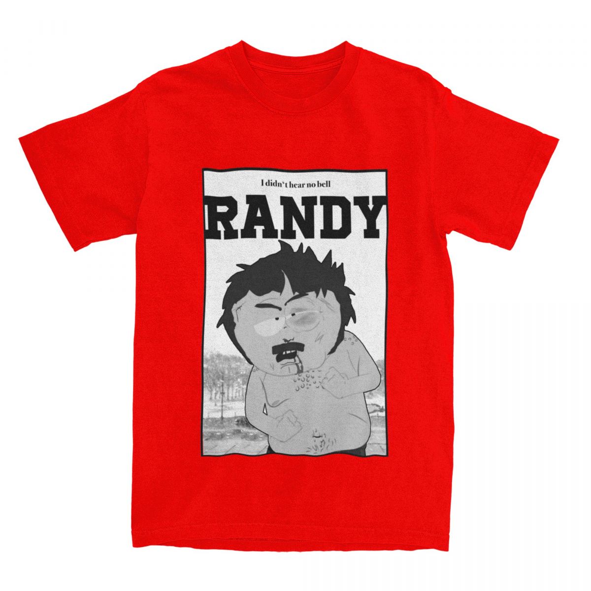 

Футболка Southpark Randy I Didn t Hear No Bell для чоловіків Мультяшна Крута Футболка з Чистої Бавовни з Круглим Вирізом та Коротким Рукавом Одяг S червоний
