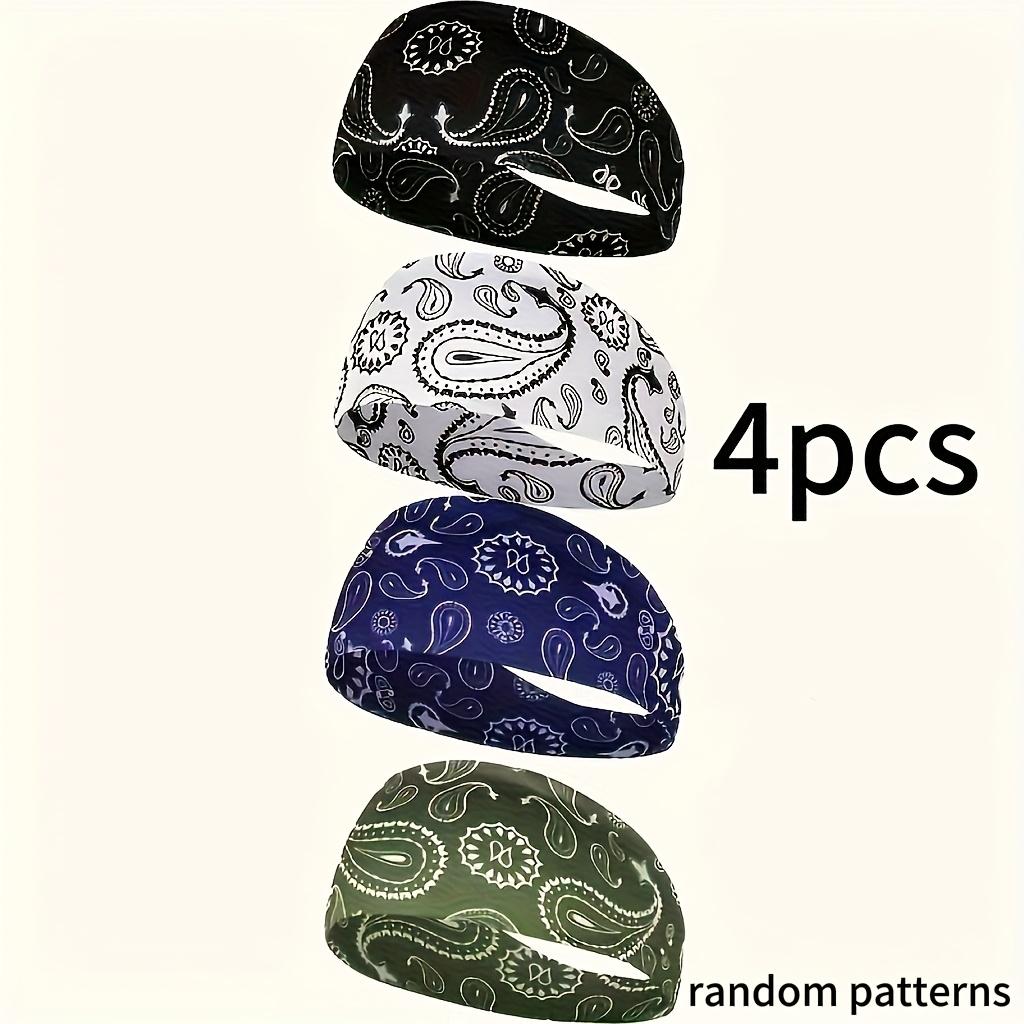 

4 ретро повязки на голову с узором пейсли, незаменимые для занятий спортом и бега, идеальный подарок для любителей фитнеса 4pcs