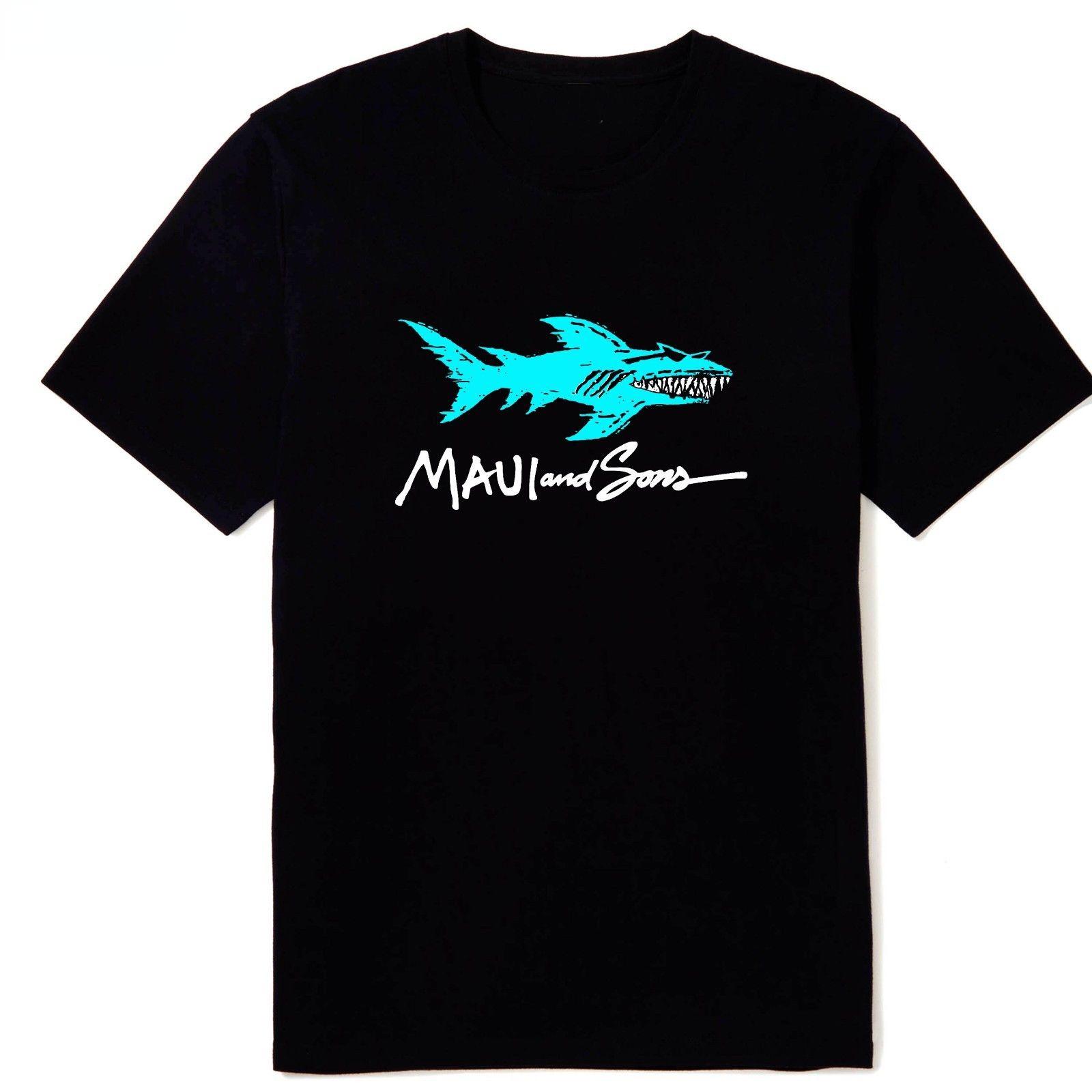 

Maui and Sons Shark Logo Mens Black Color TShirt Women Men Fashion Trend Streetwear Harajuku Hiphop Shirt Ropa Hombre Camisetas 4XL