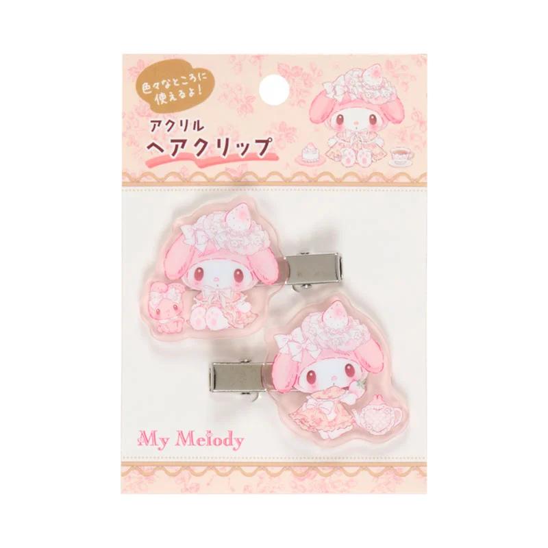 Sanrio My Melody Acrylic Hair Clip (White Strawberry Tea Time) Japan NEW