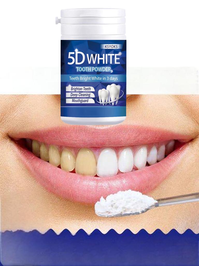 5D bright white tooth powder, deep cleaning, teeth protection, fresh breath, whitening teeth