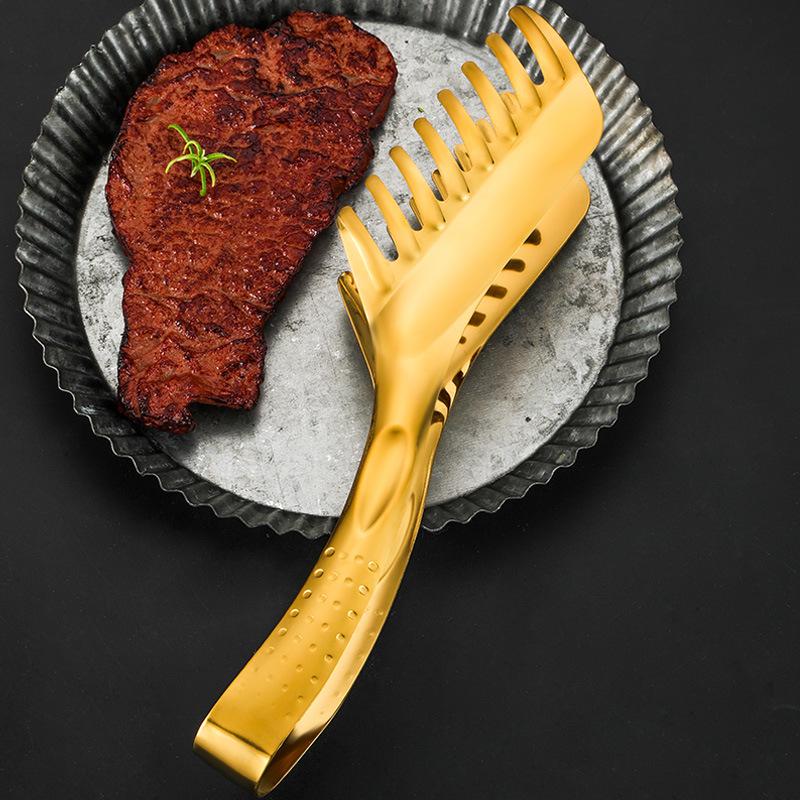 Thickened Stainless Steel Food BBQ Tongs Kitchen Steak Bread  Clamp Cake Meat Grilling Clip Serving Home Cooking Utensils