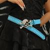 Popular Rhinestones Skull Buckle Belt for Adult Rivet Studded Belt All Matching Western Belt for Daily and Club Wear