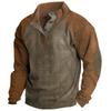 Men's Corduroy Pullover Henley Plus Size Casual Long Sleeve T-Shirt