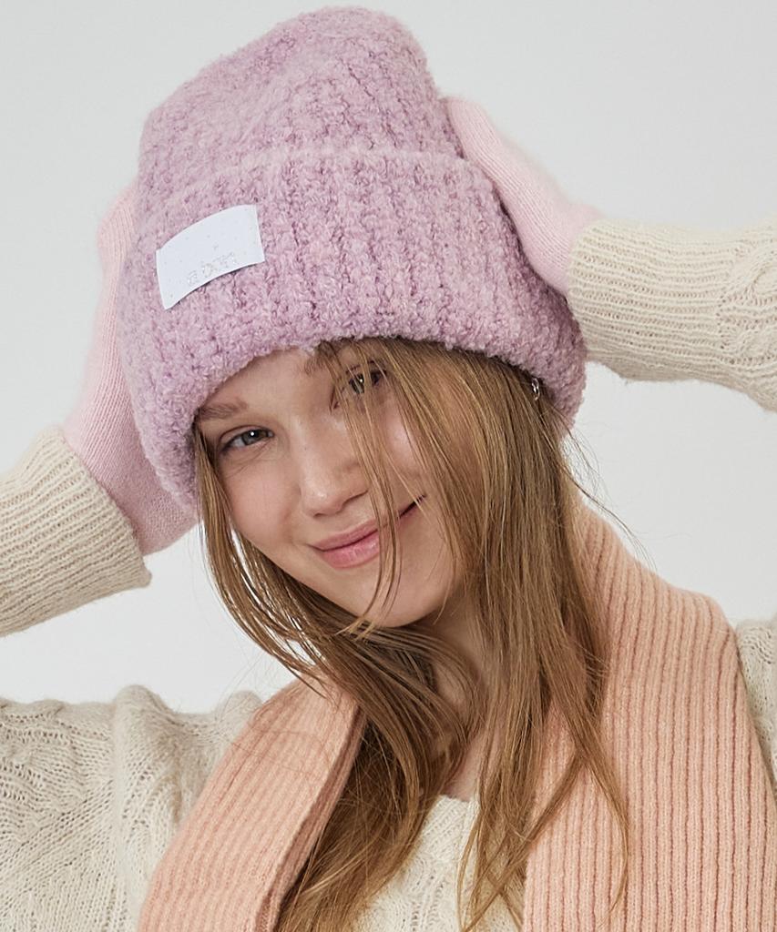 THE-ABON Bold Boucle Beanie Black