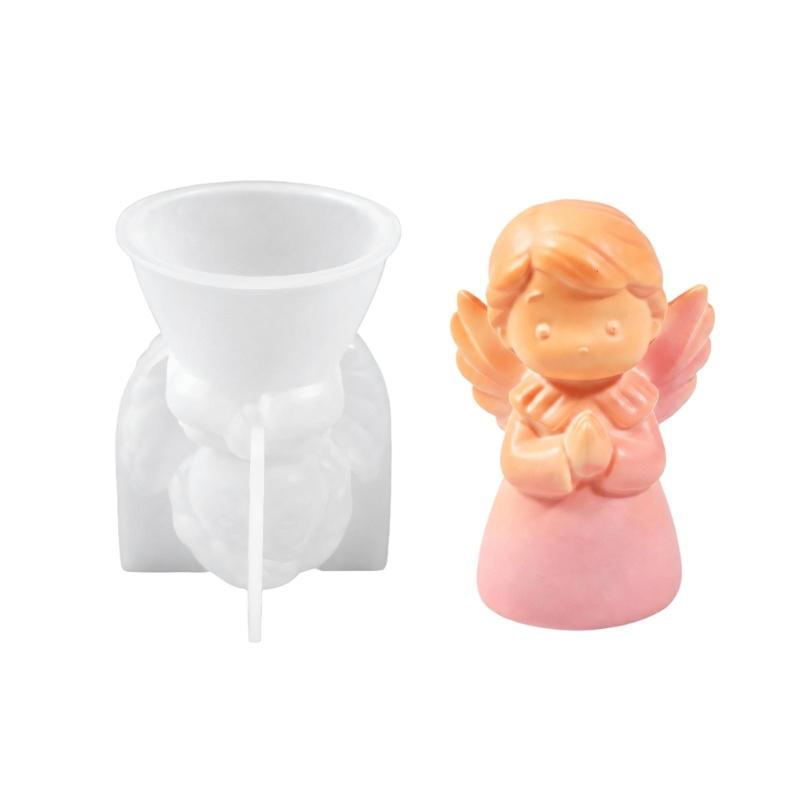 Flexible Silicone Angel Molds for Candle Making and Resin Casting with a Sculpted Figure Cavity for Detailed Crafts
