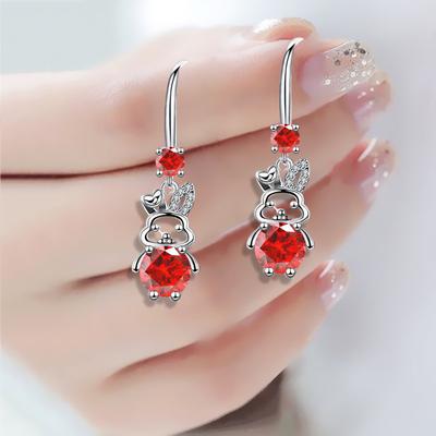 New Chinese Zodiac Rabbit Earrings Drop Earrings Long Hooks