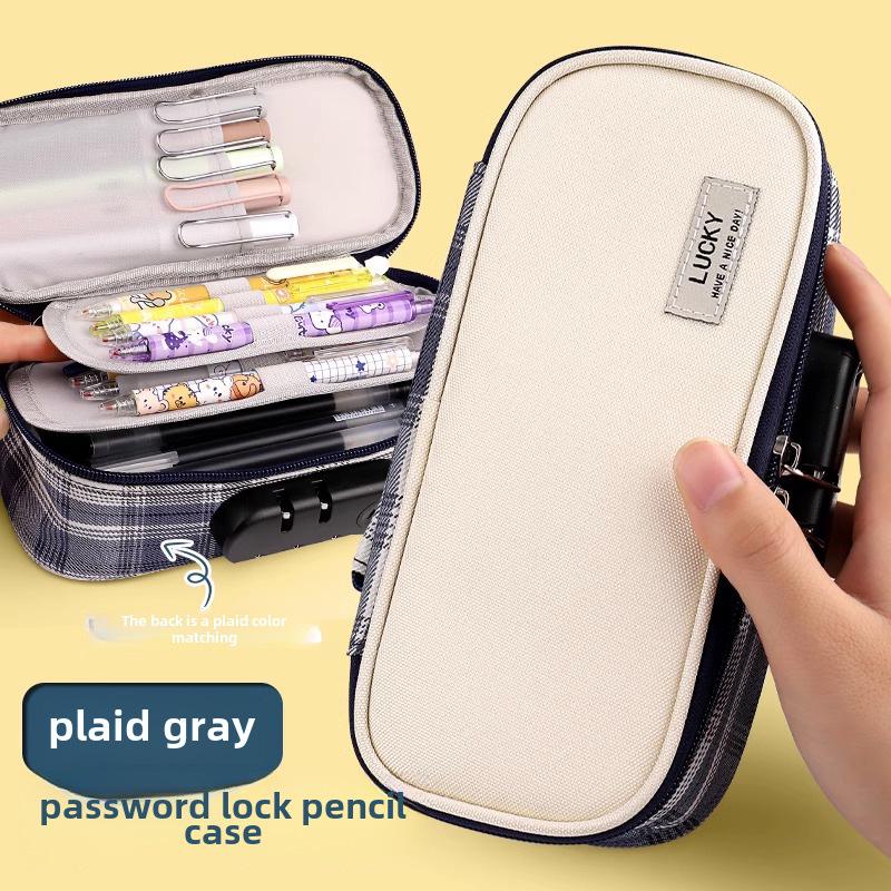 Password-Protected Large Capacity Pencil Case for Students: Multifunctional Stationery Box for Boys and Girls In Junior and High School.