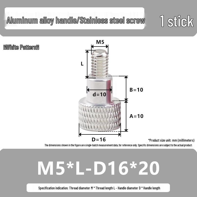M5 Knurled Set Screw with Adjustable Gauge Bolt and Aluminum Alloy Handle, Stainless Steel Hand-Tightening Screw