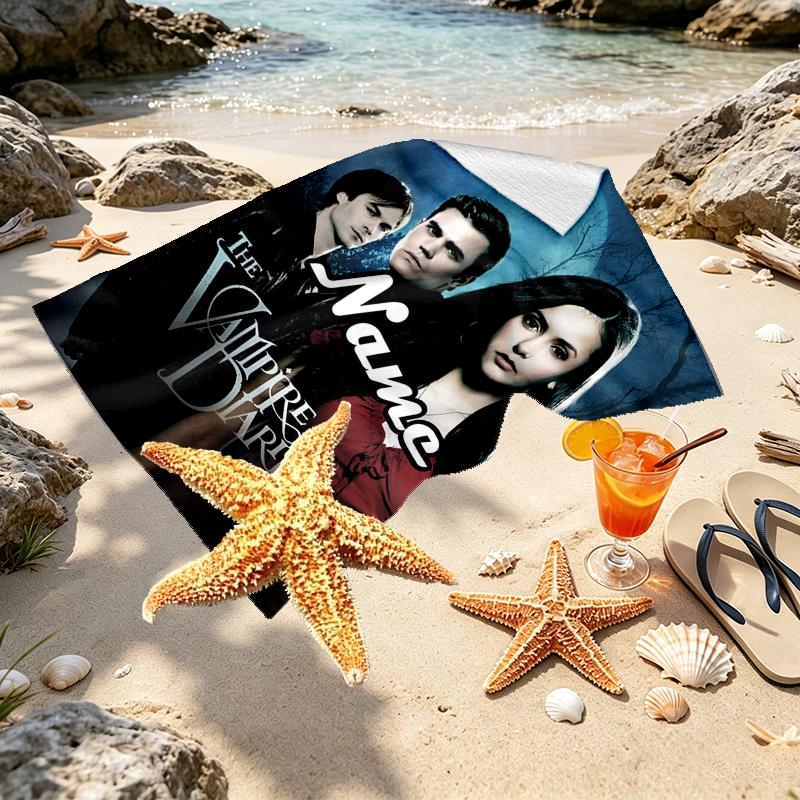 Custom Name Personalized horror theme Print Beach Towel, for Trip Camping Beach Party Home Decor, Birthday Gift for Family & Friends