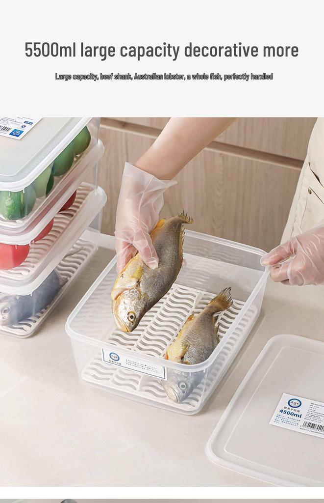 Plastic Japanese-Style Fresh-Keeping Box with Lid for Refrigerator Storage