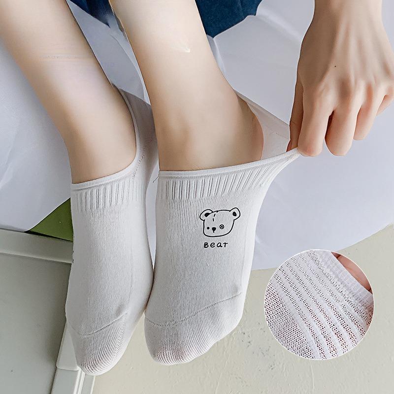 Summer Thin, Shallow-mouthed, Invisible, Non-slip and Cartoon-style Short Socks, Versatile Cotton Socks for Women