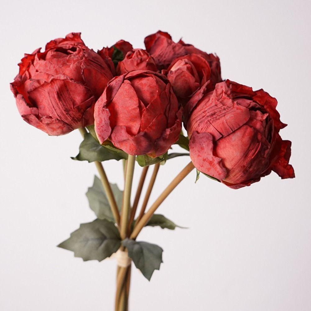 4 Flower 3 Buds Peony Artificial Flower Silk Petals Faux Flower Decorative Flower Home Decoration