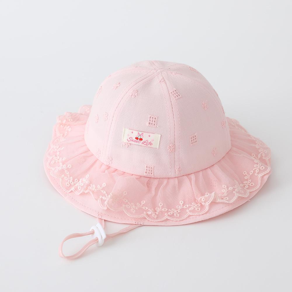 Baby Hat 50cm 1-3 years Spring Summer Kids Sun Hats Adjustable girls Sun Cap Toddler Breathable Outdoor girl lace cute caps