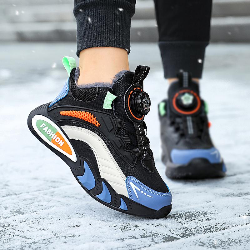 Winter Children Anti Slip Wear Resistant Velvet Warm Cotton Shoes Sports Leisure Sneakers Snow Boots for Kids