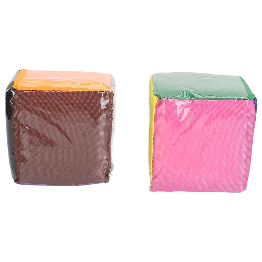 2pcs DIY Education Playing Game Dice with Clear Pocket Early Learning Soft Foam Dice for Teaching with Storage Bag