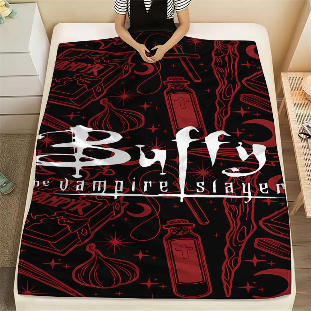 1 шт. Фланелевое одеяло с принтом «Баффи — истребительница вампиров», Высокое качество, Для всех сезонов, Домашний декор, Тепло и комфорт, Идеально для рождественских подарков 80cm x 120cm