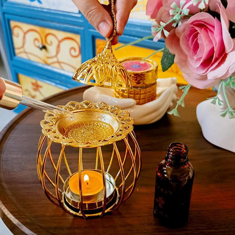 Arabian Gold Incense Burner Gold Iron Candlestick Creative Home Model Essential Oils Aromatherapy Lamp Home Decoration