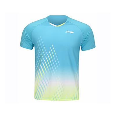 Gradient Round Neck Comfortable Versatile Breathable Short Sleeve T-Shirt Unisex Tops Light-Water-Blue AAYU143-3