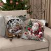 Cartoon Santa Claus Polyester Pillow Cover Christmas Sofa Cushion Cover Home Holiday Printed Cushion Cover