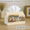 2D Flat, 1pc Tissue Box, Vintage Cottagecore Rustic - Decorative Tissue Box, Bicycle Floral House - for Home, for Party, Car, Kitchen And Bathroom - T