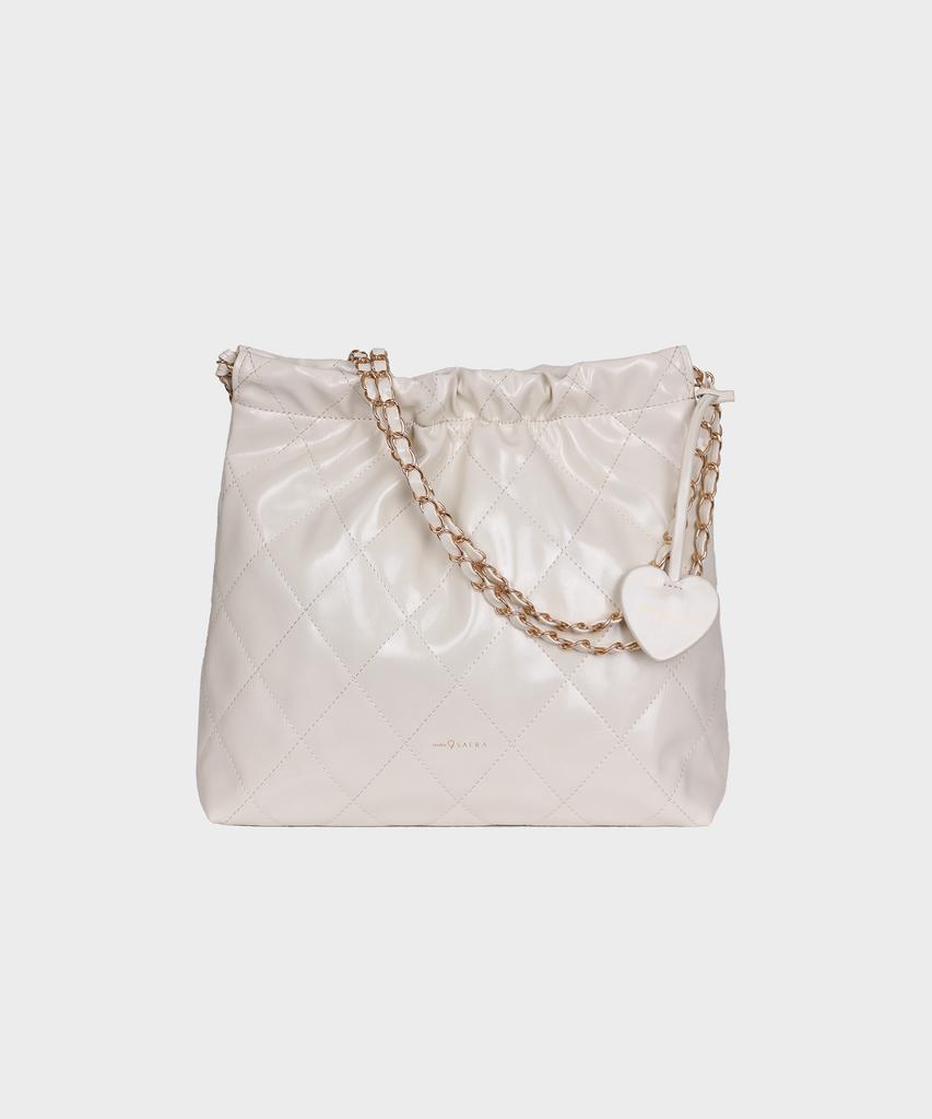 Studio Saera Feminine Quilted 2-Way Chain Shoulder Bag H24H1023 Ivory