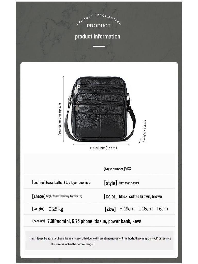 Klasyczna męska torba na ramię z prawdziwej skóry do codziennych dojazdów do pracy