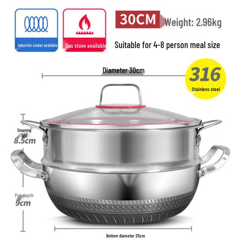 Yoshida Artisan 316 Stainless Steel Multi-Cooker with Steamer 30cm
