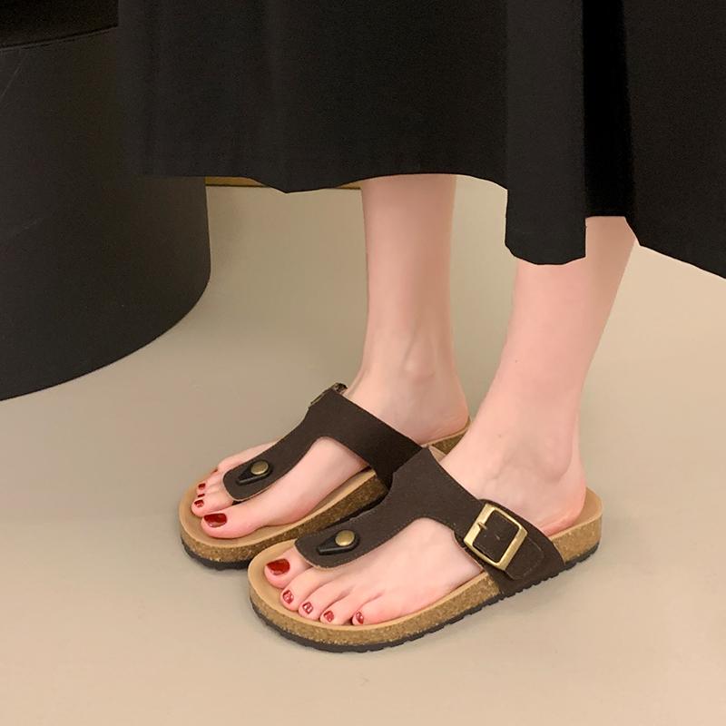 Fashion Women Suede Clogs Slippers Adjustable Buckle Slip On Footbed Home Clog Slippers Outdoor Beach Sandals With Arch Support