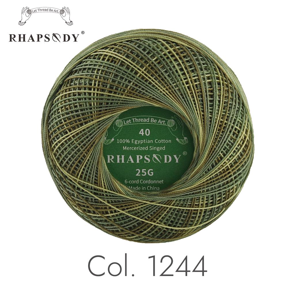 Rhapsody Premium Cotton Crochet Thread Size 40 for Tatting Needlepoint Knitting Bobbin Lace Quilting Sewing Mercerized