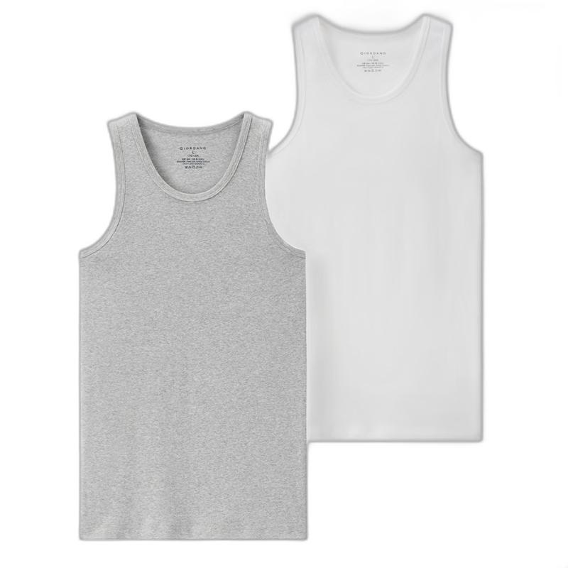 

Giordano Men s 2-Pack Pure Cotton Sleeveless Undershirt U-Neck Vest L