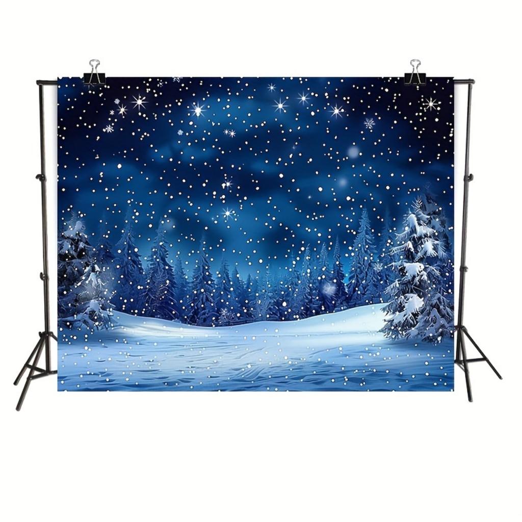 1Pcs Christmas Night Sky Pine Decoration Background Winter Backdrop Decorations For Photo Studio Photo Booth Christams Party
