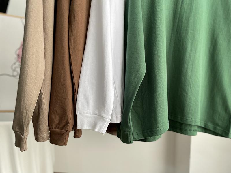 Hirsionsan Tricou cu mânecă lungă, 100% bumbac, cu decolteu în formă de O, pentru femei, tricouri solide, toate se potrivesc