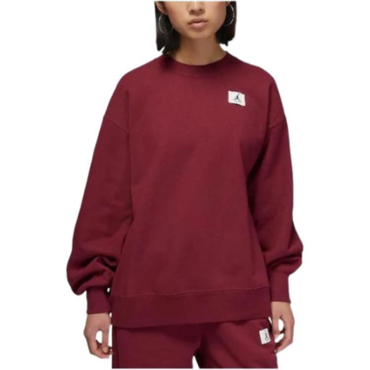 (WMNS) Air Jordan Flight Fleece Crew Claret Women s DQ4600-645 L