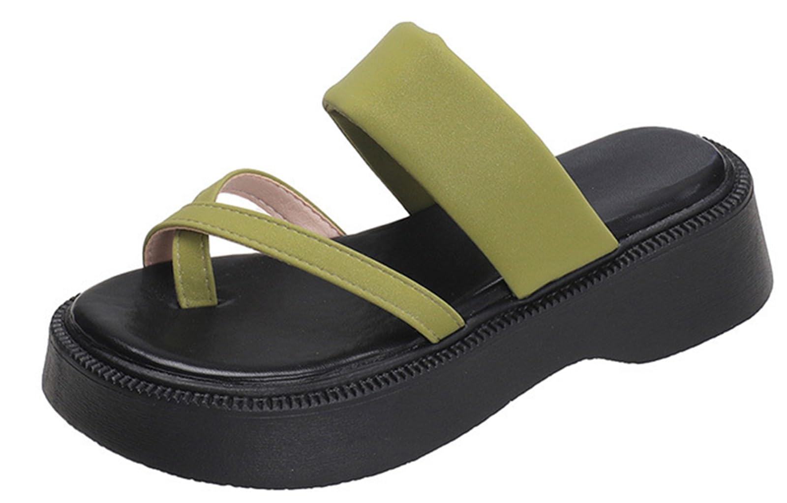 

One s One Thong Sandals, Beach Mules, Open Toe Flat Slippers with Straps, Casual Style for Women (Green, Size 23.5cm)