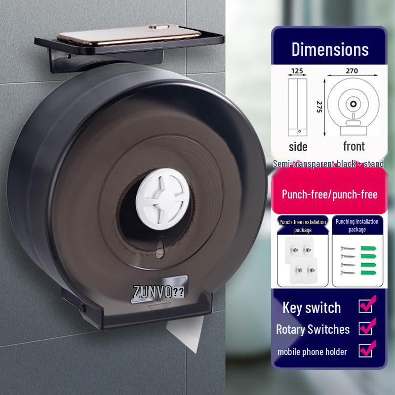 Wall-Mounted Waterproof Jumbo Toilet Paper Holder for Hotel Bathrooms