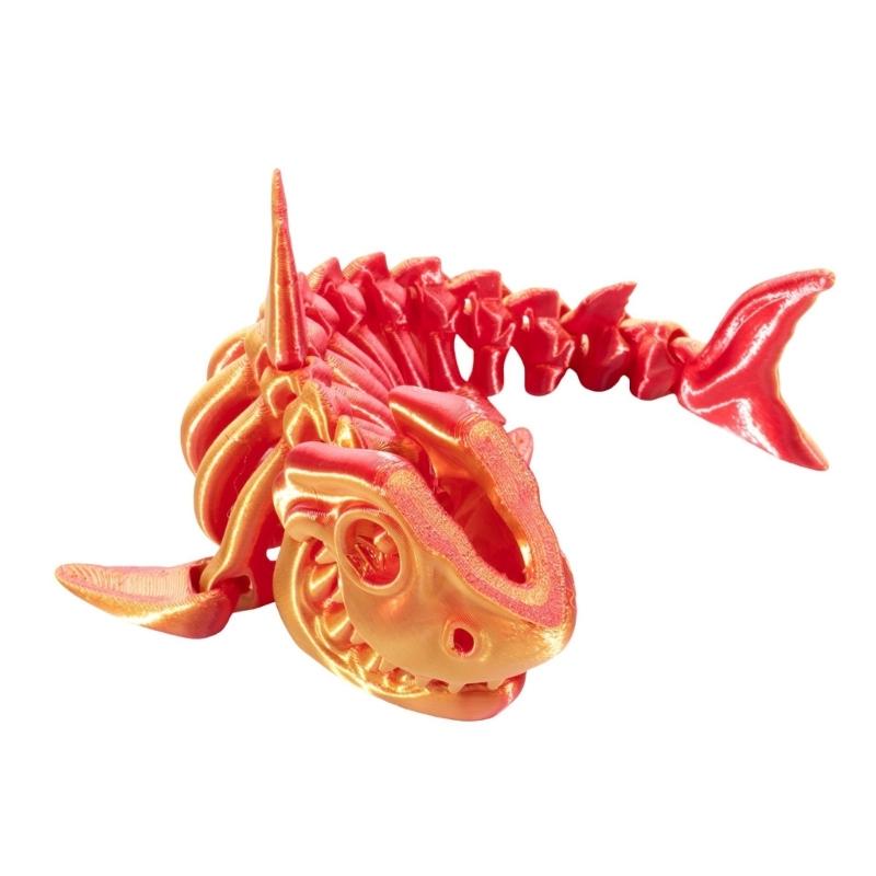 3D Printed Shark Bone Ornament with Articulated Design Flexible Joint Animal Figurine For Desk Toy Home Office Decors