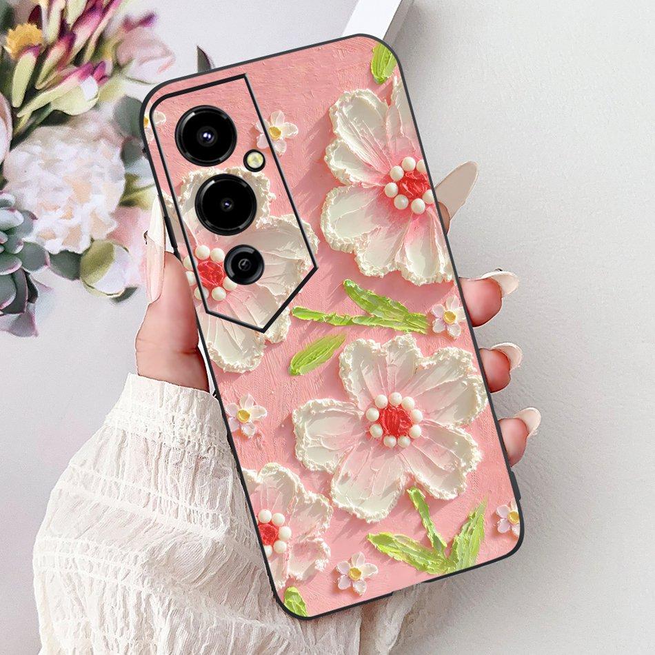 Für Tecno Pova 4 Pro Pova4 Elegantes Blumiges Katzen Handyhülle Für Tecno Pova 4 4Pro LG8n LG7n Klare TPU Silikon Weiche Hüllen Stoßfänger