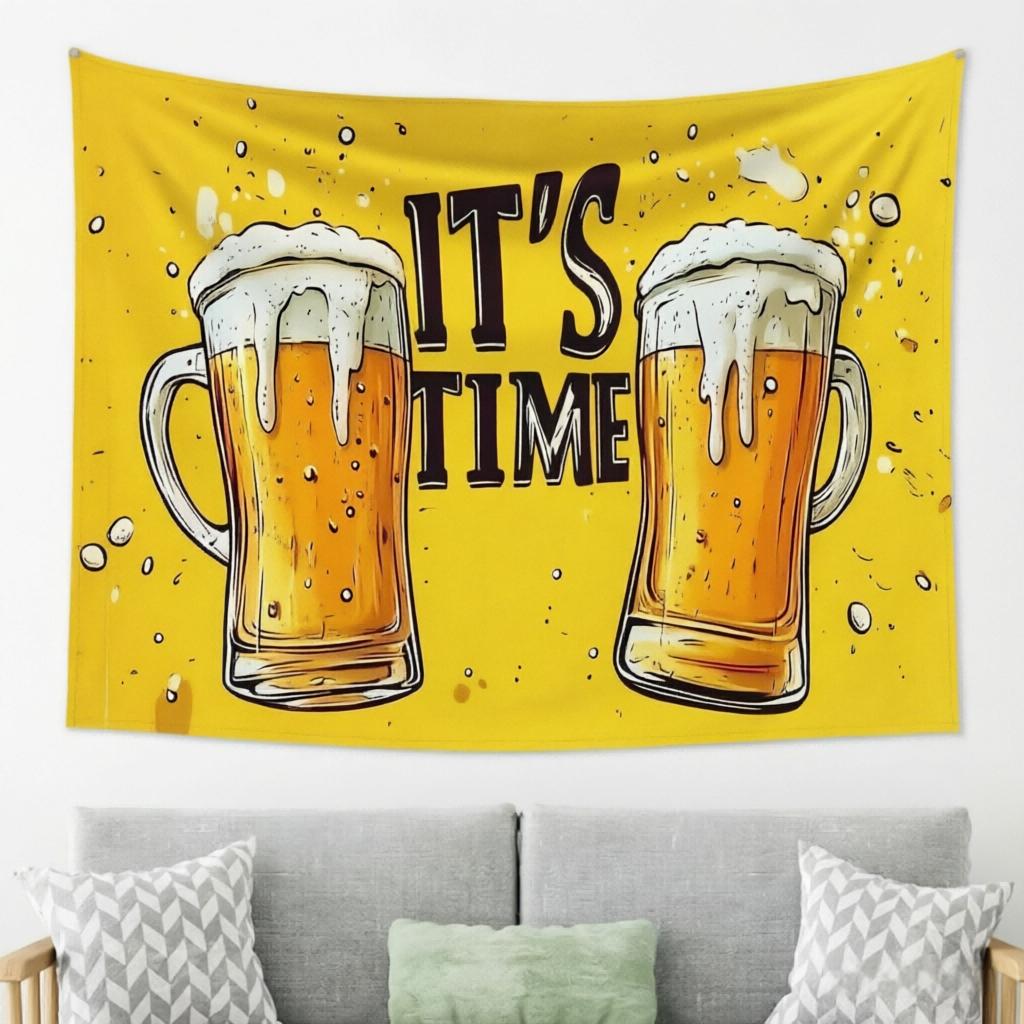 1pc Fun Beer Themed Tapestry, Beer Mug Bright Yellow, Ideal for Cottage Yard Garden Party & Celebration Decor 100X70CM