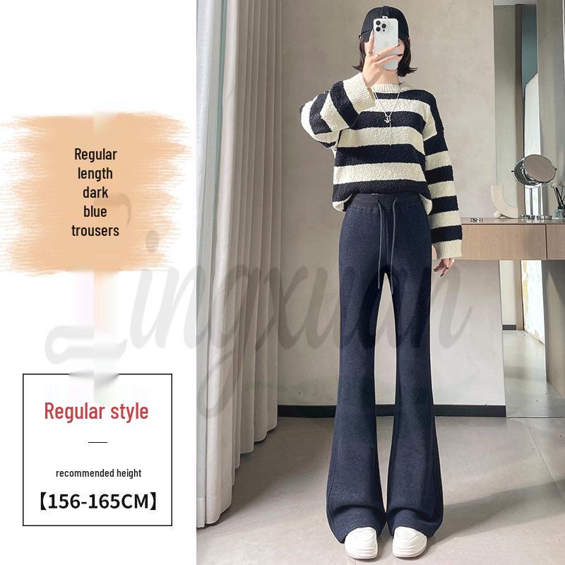 

2026 Autumn/Winter Women s High Waist Velvet Flare Cashmere Pants Extra Large