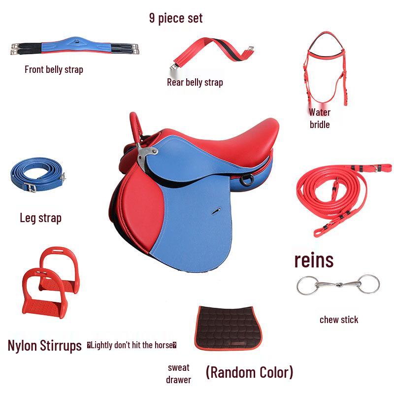 All-Purpose Children's Saddle Set for Shetland Pony Teaching & Riding with English Tack & Stirrups