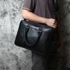 NZPJ Genuine Leather Men's Handbag Leisure Business Computer Bag Head Layer Cowhide Horizontal Style Briefcase Shoulder Bag