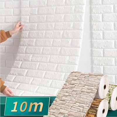 3D Retro Imitation Brick Wall Sticker Flat Roll Furniture Wall Sticker Living Room Kitchen Wallpaper Decor