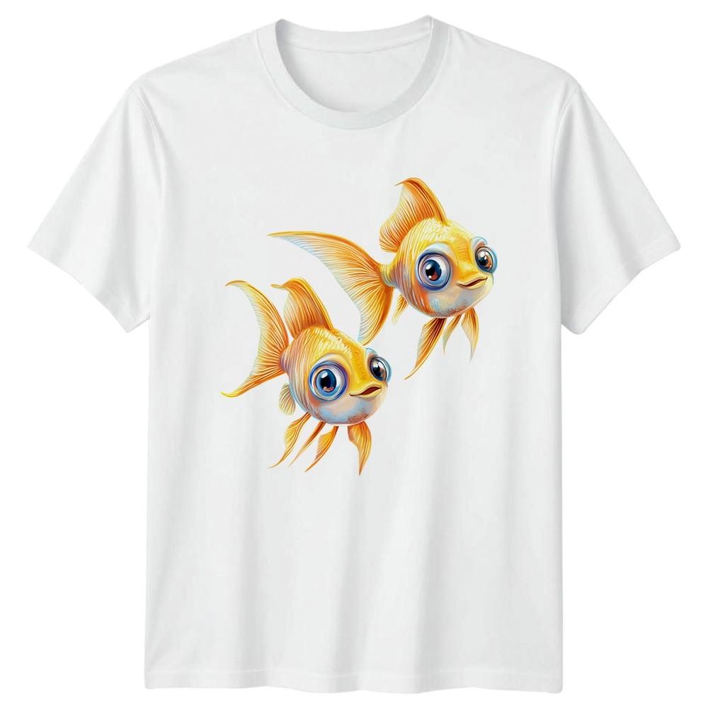 Cute Goldfish Illustration TShirt Aquarium Pet Gift For Him And Her S