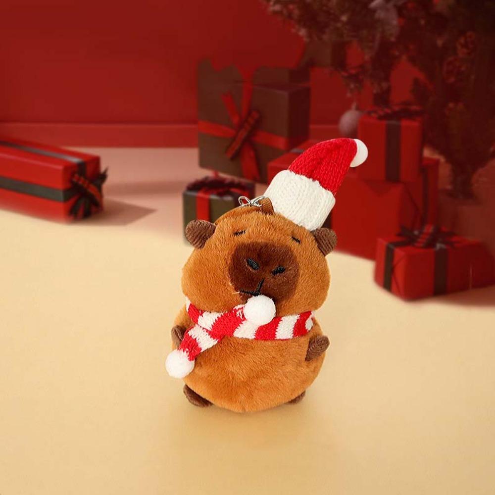 PP Cotton Christmas Capybara Pendant Cartoon Plush Animal Key Ring  Festival Gifts