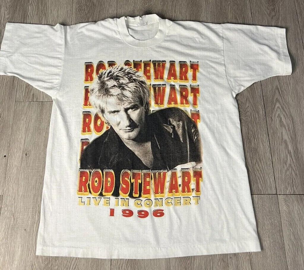 Live In Concert 1996 Rod Stewart Maglietta Classica Bianca Unisex Taglia S-5XL 1V0109